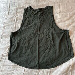 Lululemon Athletica Dark Green Mesh Back Criss Cross Tank Top